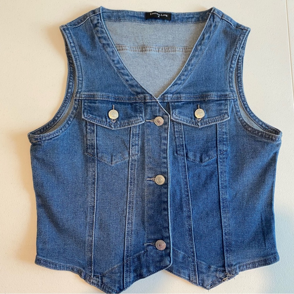 Emerson Lang Button up blue denim vest new w/o tags